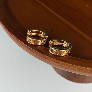 4/$15 Gold Love Huggies Hoop Earrings